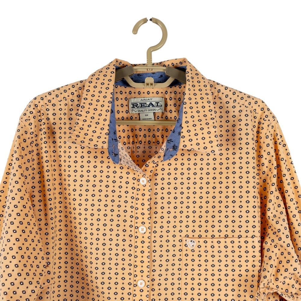 Ariat Orange and Blue Casual Button Down Shirt